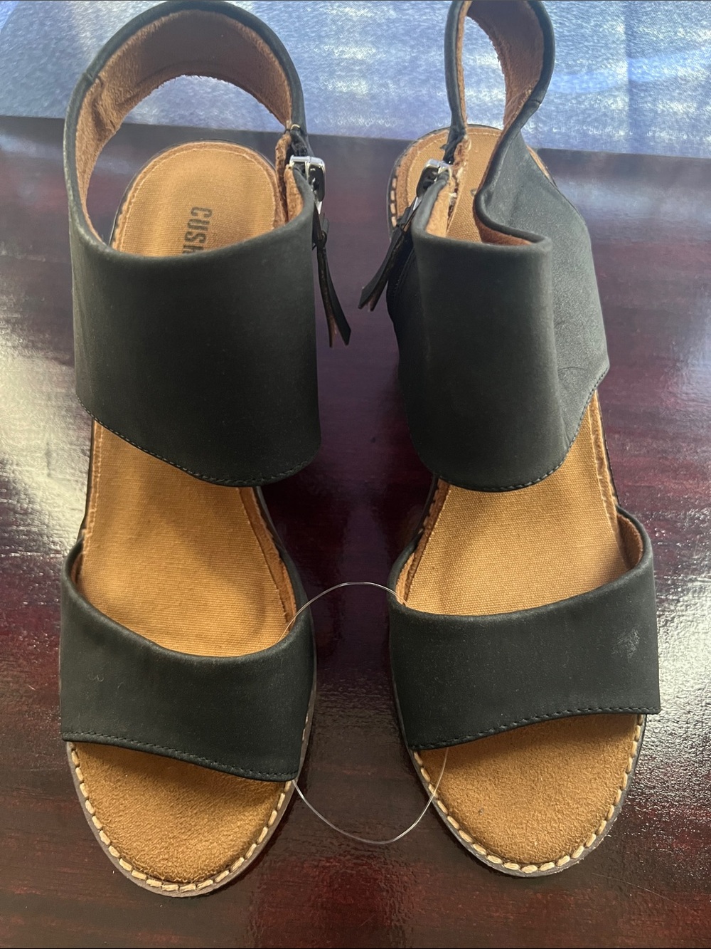 Casual Black Women's Slingback Sandals with Cushioned Tan Footbed